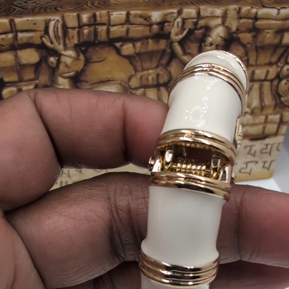 J. Crew Gold and Cream White Bamboo Bracelet with Elegant Design - Picture 4 of 8